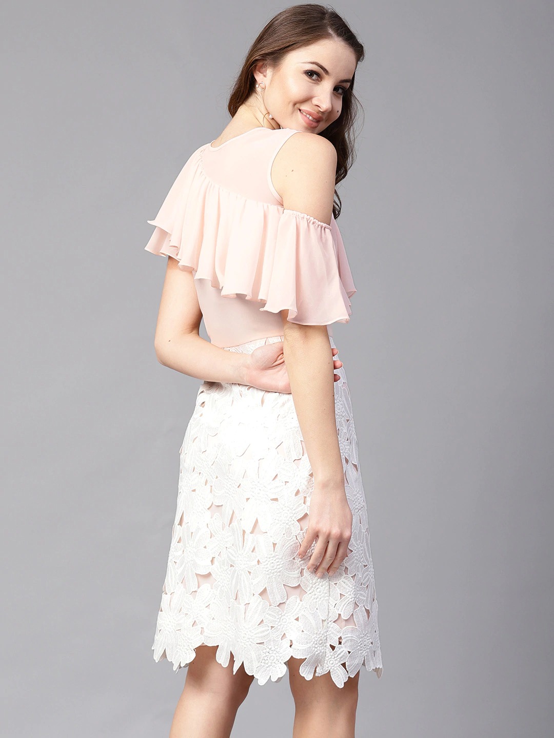 Athena PeachColoured Design dress fabric