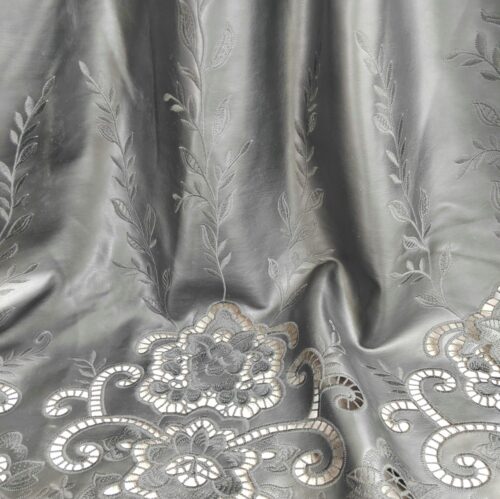 Cutwork embroidered satin
