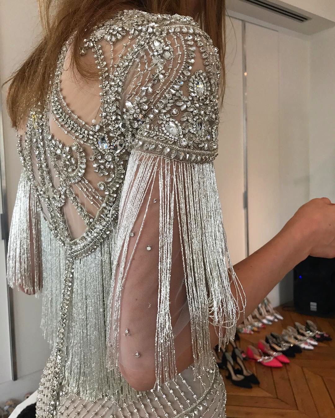 Crystal beads fringe trims