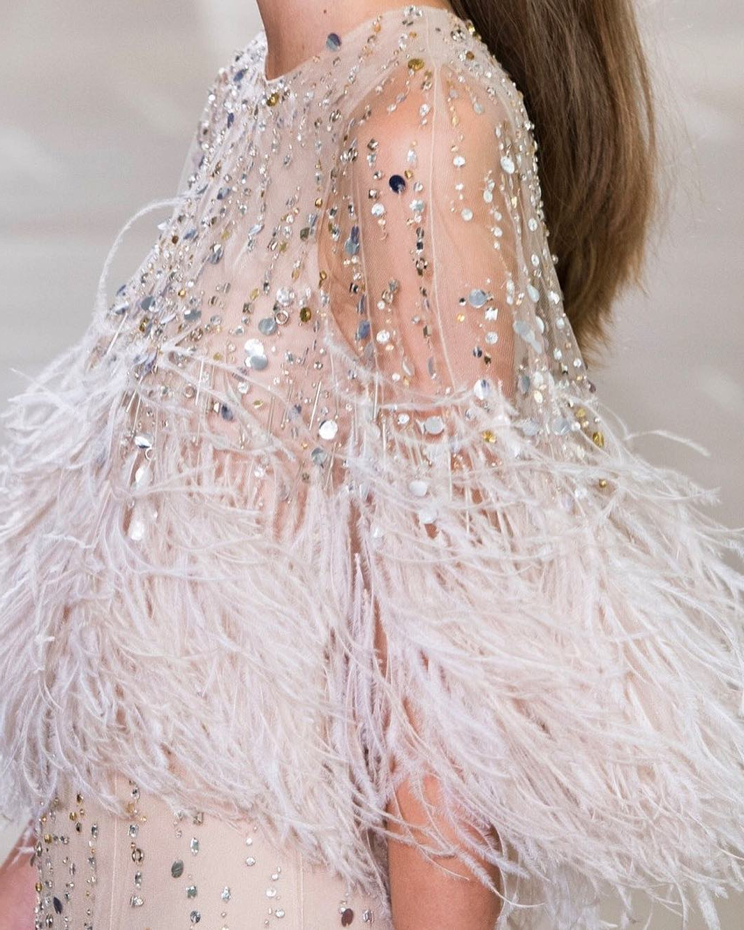 beads with feathers fabric