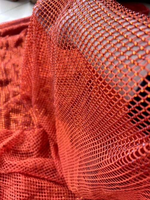 burnt orange Rhinestone dress fabric