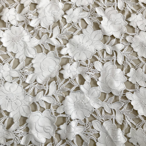 Rose embroidered lace fabric