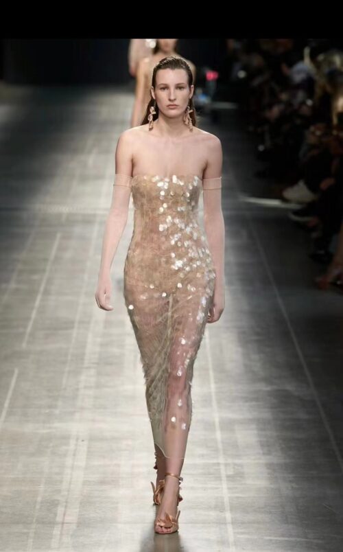 Sheer iridescent mesh tulle with a subtle shimmer