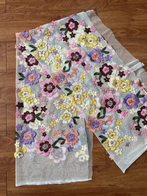 Vintage floral embroidered tulle