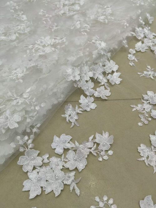 Border floral embroidered tulle