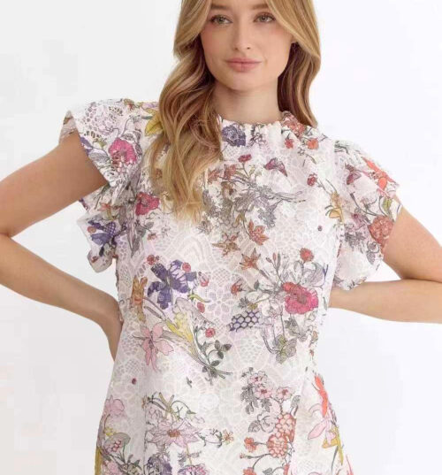 Lightweight botanical print blouse fabric