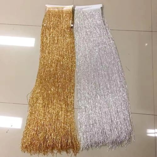 100cm Dance Dress Gold/Silver Beads Tassel Fringe Trims