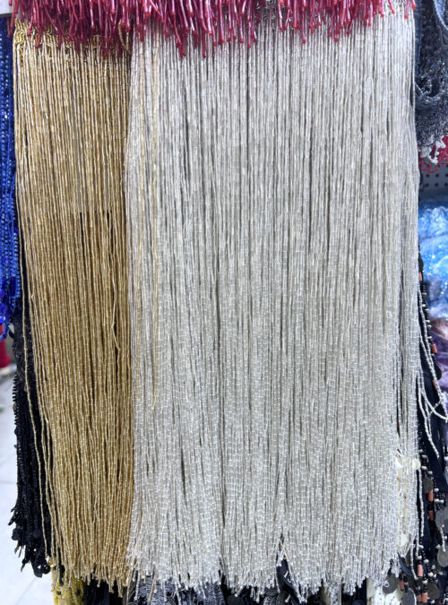 50cm Dance Dress Trims Silver Beads Tassel Fringe Trim